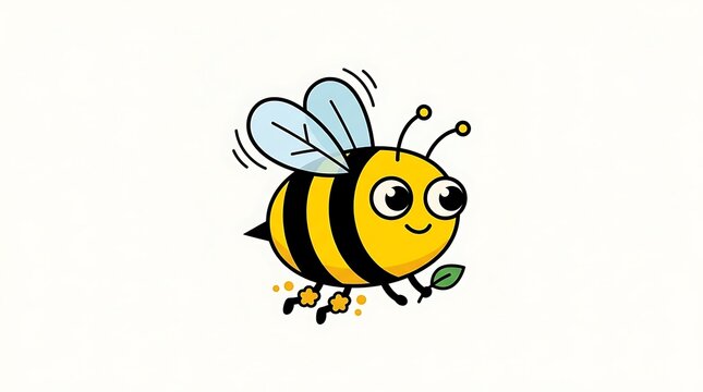 Cartoon bee with happy face.