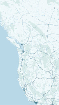 Modern minimalist vector map of Washington State, USA. High-quality scalable illustration of Seattle city grid, Puget Sound coastline, and Bellevue layout for posters.