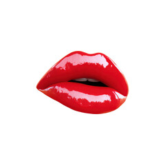 Obraz premium Glossy Red Lips. Symbol Of Beauty, Fashion, And Glamour Isolated On Transparent Background
