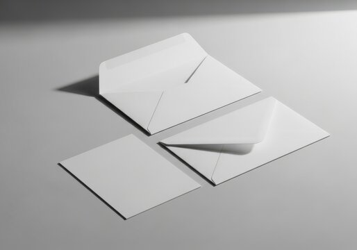 White envelopes on gray background, opened and closed