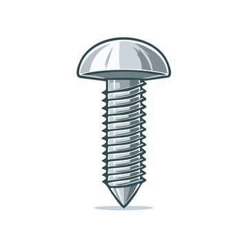 Illustration of a metal screw with a rounded head