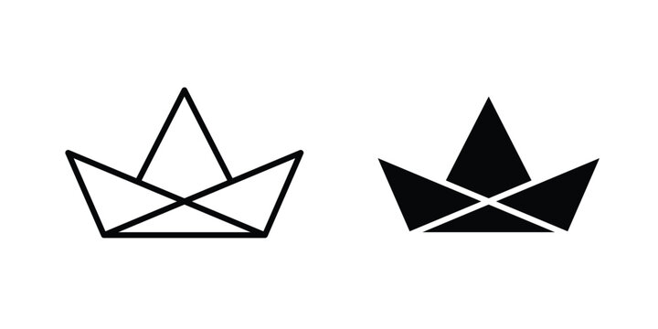 Paper boat icon vector pack in black color. Editable icons.