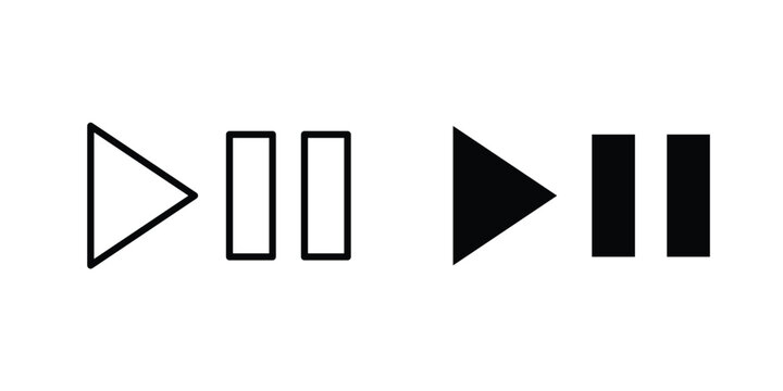 Play pause icon vector pack in black color. Editable icons.