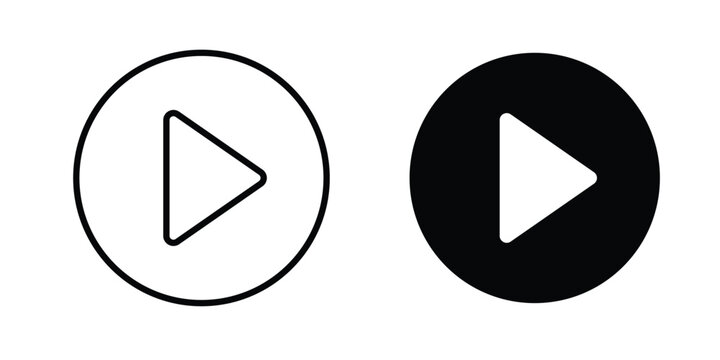 Play button icon vector pack in black color. Editable icons.