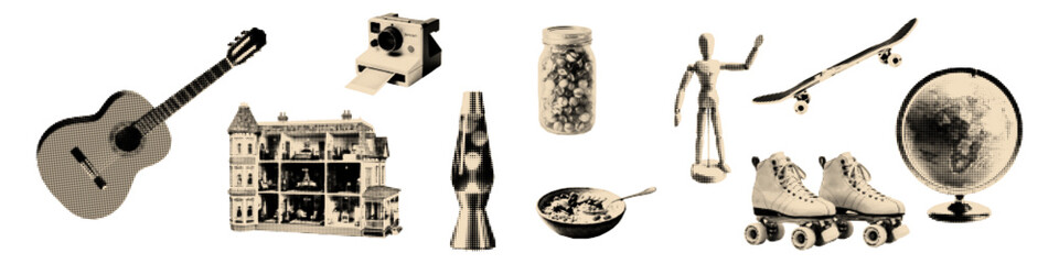 90s nostalgia halftone cutout set. © sunspire
