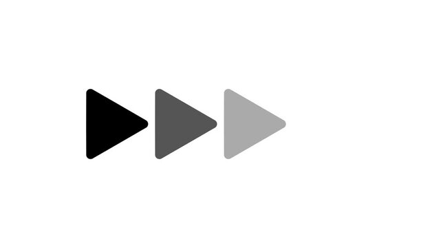 Fast forward black symbols icon symbol animation on white background. Fast forward sign moving forward