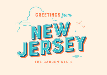 Obraz premium Greetings from New Jersey, USA - The Garden State - Touristic Postcard.