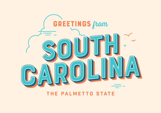 Greetings from South Carolina, USA - The Palmetto State - Touristic Postcard.