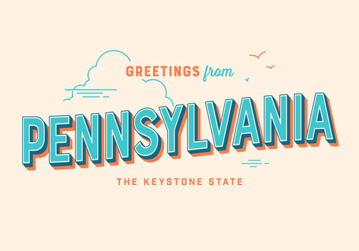 Greetings from Pennsylvania, USA - The Keystone State - Touristic Postcard.