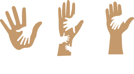 Fototapeta premium Nested Helping Hands Vector Illustration — Brown Hands with Embedded White Child Hands Symbolizing Care Support Generational Connection Community.