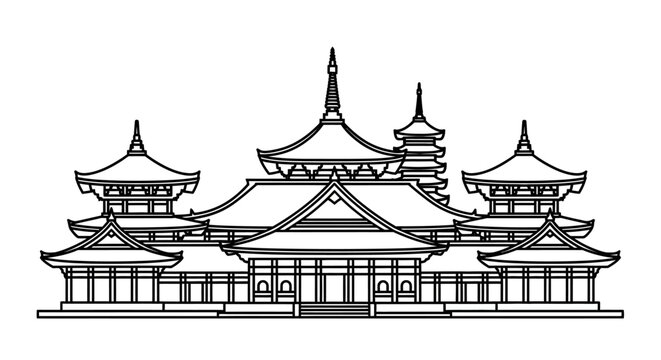 Traditional Asian Pagoda Temple Architecture.
