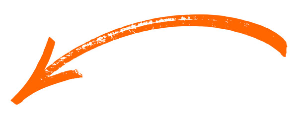 Sharp orange arrow icon in energetic hand drawn style. Creative directional pointer for modern branding featuring edgy urban street art elements and vibrant ink strokes for designs. © dirtyfellas