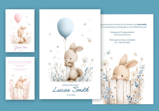 Birth announcement card mockup