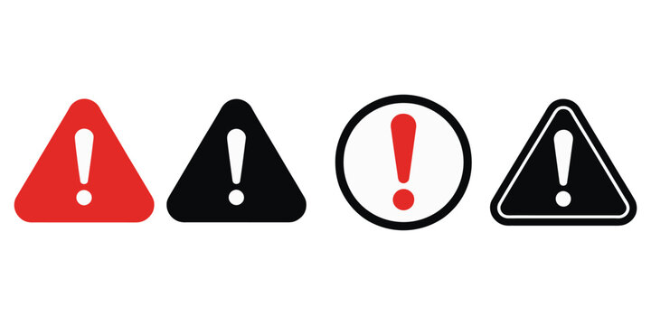 Danger alert sign vector illustration, red triangle with exclamation mark for warning, safety caution and hazard indication on white background.