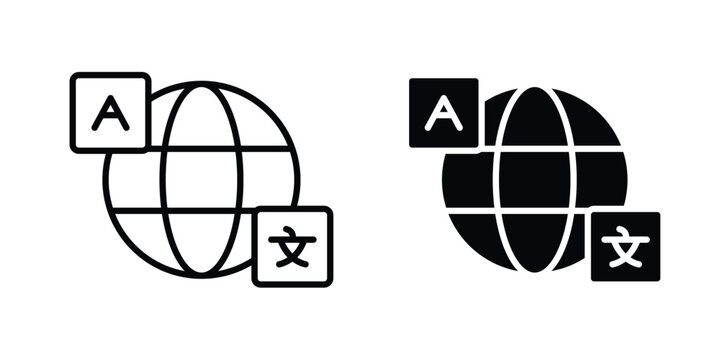 Translate icon vector pack in black color. Editable icons.