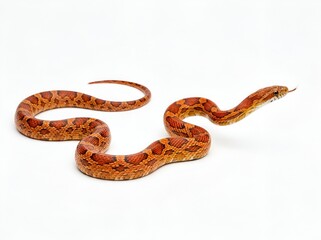 Obraz premium A vibrant orange and brown snake curled up on a white background.