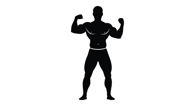 muscular man silhouette on white background high quality