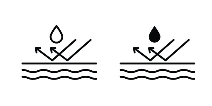 Waterproof icon vector pack in black color. Editable icons.