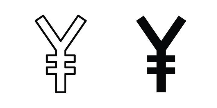 Yen icon vector pack in black color. Editable icons.