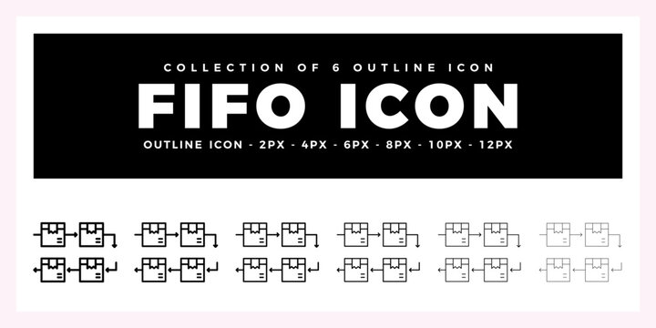 Pack of 6 Outline Vector FIFO icon