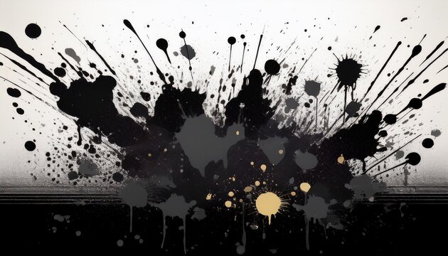 inkblot spots spray paint splashes brush drops black ink drips liquid blob paintbrush splotch smudges dusty speckle effect graffiti ink splatters dirty splash stains