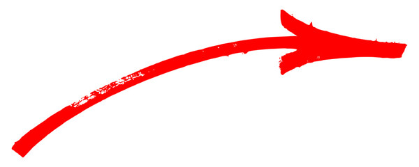 Rising red arrow icon in energetic hand drawn style. Creative directional pointer for modern branding featuring edgy urban street art elements and vibrant ink strokes for designs. © dirtyfellas