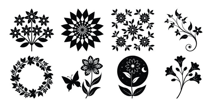 Vintage botanical illustrations a collection of black and white floral designs