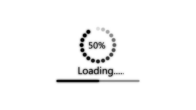 Simple Loading bar screen progress animation. black progress loading bar on white background, Abstract Circle loading pending bar icon animation, with alpha channel.