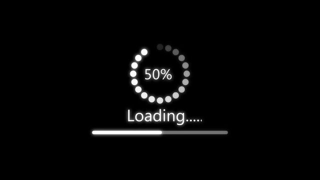 Simple Loading bar screen progress animation. black progress loading bar on white background, Abstract Circle loading pending bar icon animation, with alpha channel.