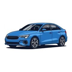Fototapeta premium A blue sedan car illustration.