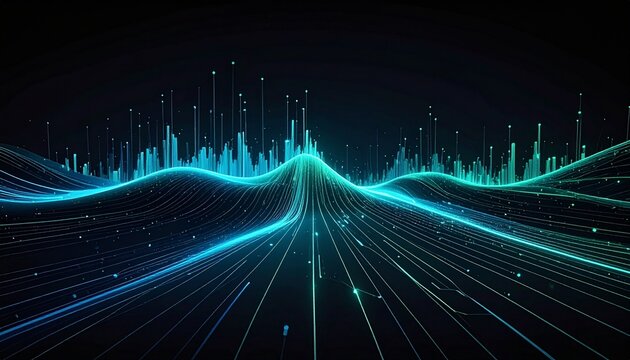 futuristic ai data flow with glowing neon lines in dark digital space