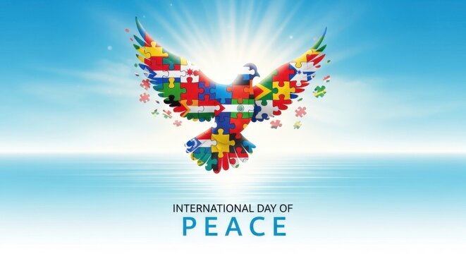 International Day of Peace dove with puzzle pieces