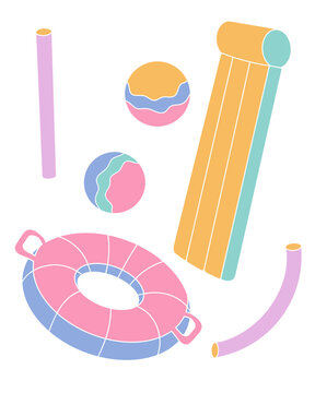 Colorful inflatable pool floats vector set