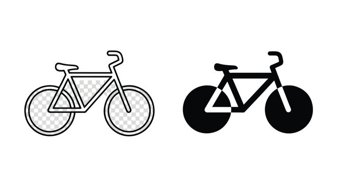 Bicycle side view icon set for graphics - Minimalist, flat icon, outline, glyph, linear, clipart, sticker - icon set