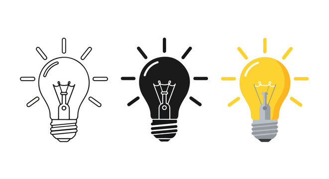 Light bulb innovation concept vector icons - Editable line icons. Vector illustration - Glyph and solid icon set - Icon vector
