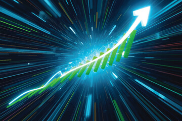 Obraz premium A bright blue glowing fractal energy wave shining through space technology illustration