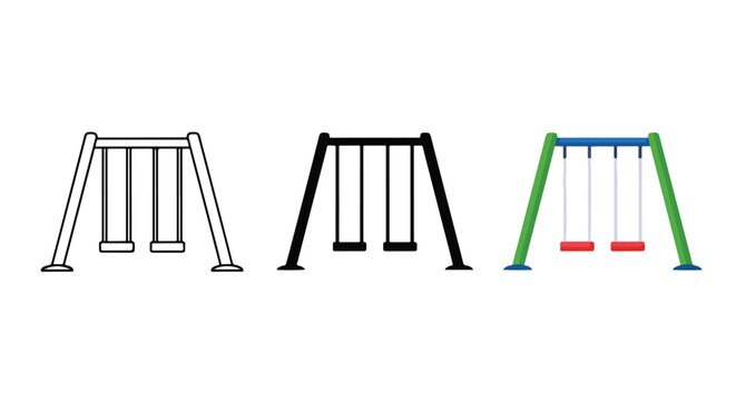 Children playground swing set icon pack - Blue icon set - Modern style icon  - Glyph and solid icon set - Icon vector