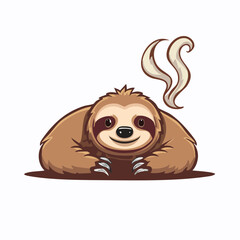 Fototapeta premium Cartoon Sloth Relaxing with Steam