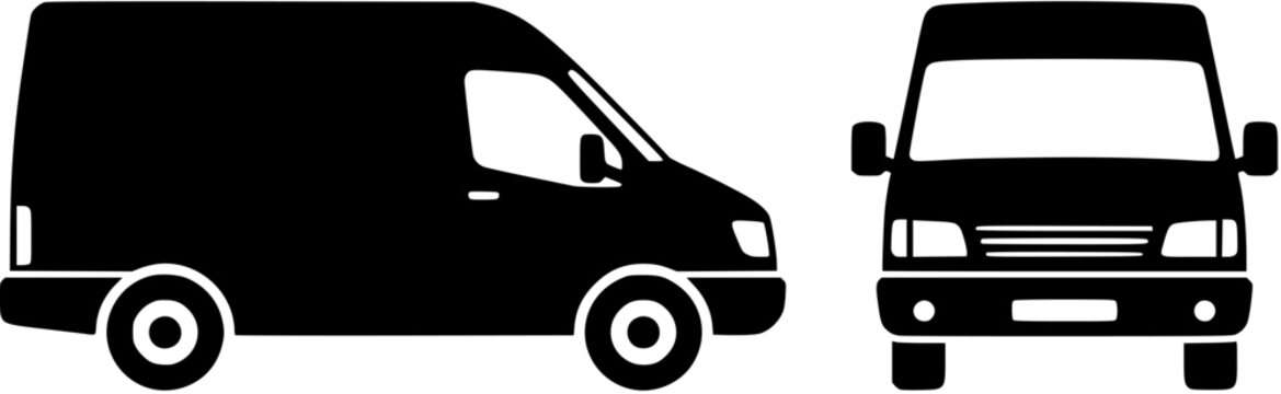 Cargo Van Front and Side Perspective Silhouette