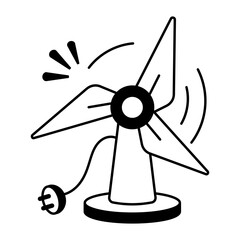 An icon of a wind turbine designed in glyph style © creativestall