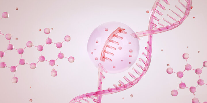 Gain-of-function research. A section of DNA is breaking apart. CRISPR-Cas9. Genetic medicine. Photo stock