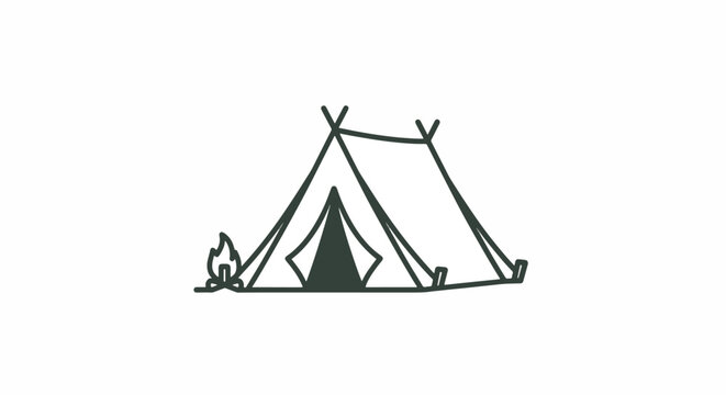 Simple line drawing of a tent.