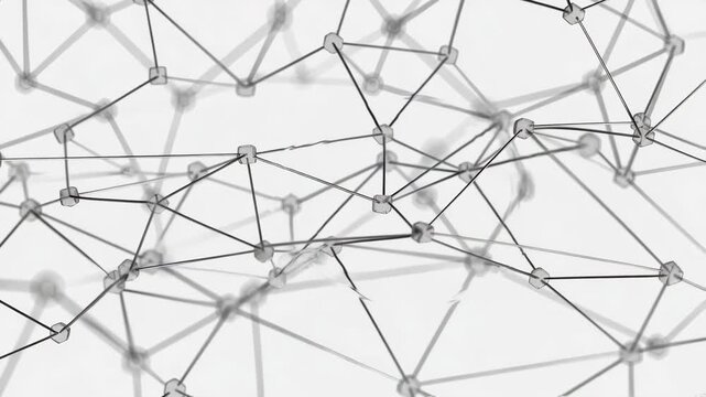Abstract network of clear connected nodes in minimal graphic style on white background, concept of communication and structure