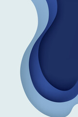 Obraz premium Vertical Abstract Blue Paper Cut Background with Organic Fluid Shapes and Deep Shadows