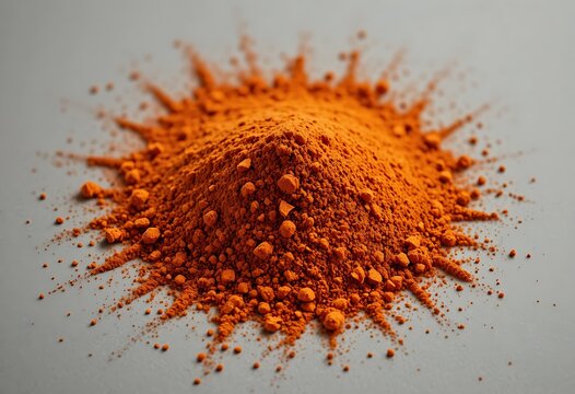 A pile of vibrant orange and red spice powder on a textured surface. aleppo pepper powder