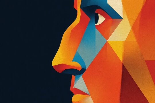 Abstract illustration human face profile geometric shapes