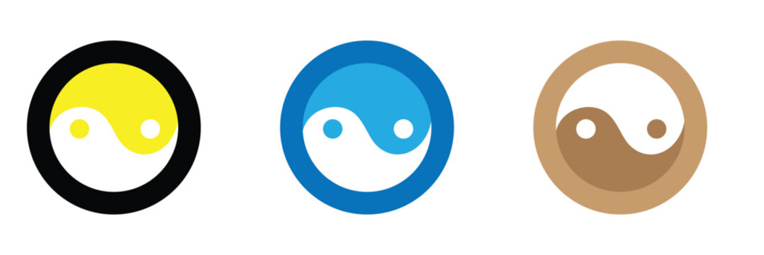 Yin yang symbol of harmony and balance. Flat style icon. Black on background vector illustration . EPS 10 