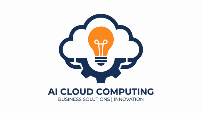 AI Cloud Computing Logo: A stylized logo featuring a cloud and light bulb design, representing AI cloud computing innovation and business solutions.