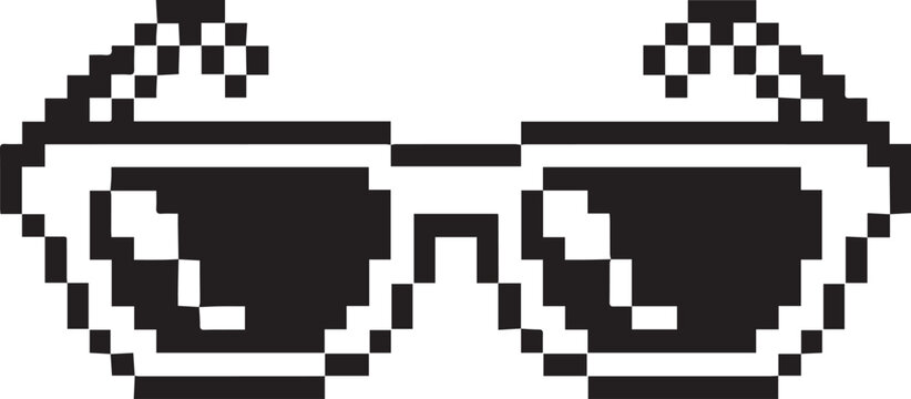 Pixelated black and white glasses icon Vector