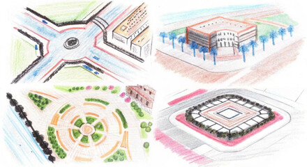 Obraz premium Urban Planning Vector Hatch Pattern Bundle for Landscape and Architecture Drawings